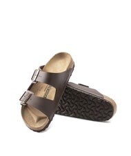 BIRKENSTOCK ARIZONA BIRKO FLOR Sandale pantoufle &agrave; deux boucles marron fonc&eacute; - Chaussures unisexe - 6
