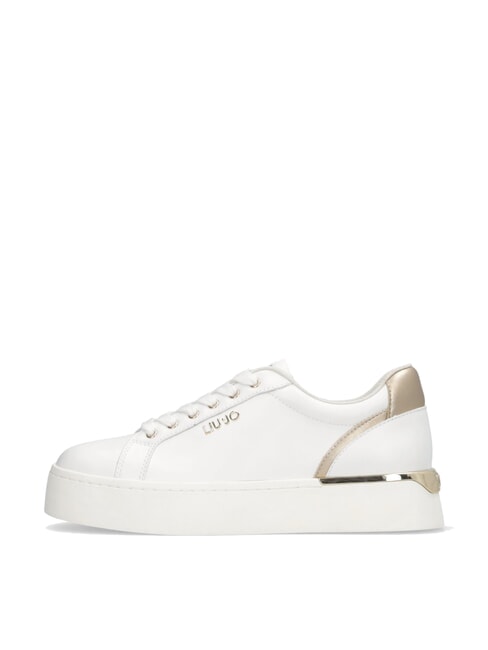 PRETTY 06 Baskets &agrave; plateforme en cuir blanc / or clair - Chaussures Femme