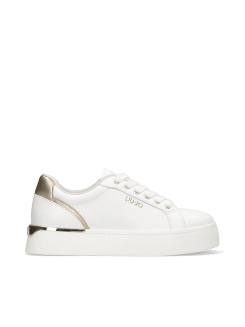 PRETTY 06 Baskets &agrave; plateforme en cuir blanc / or clair - Chaussures Femme