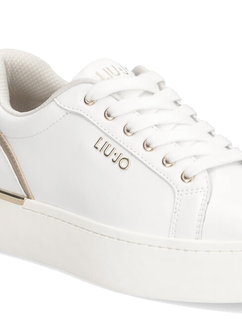 PRETTY 06 Baskets &agrave; plateforme en cuir blanc / or clair - Chaussures Femme