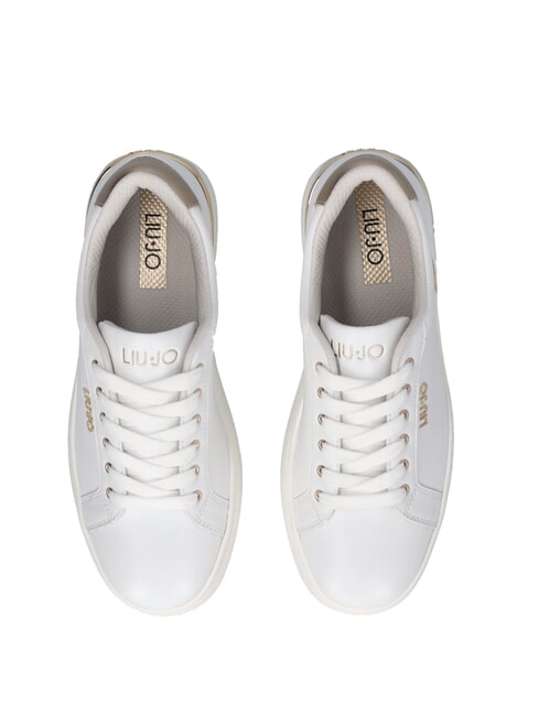 PRETTY 06 Baskets &agrave; plateforme en cuir blanc / or clair - Chaussures Femme