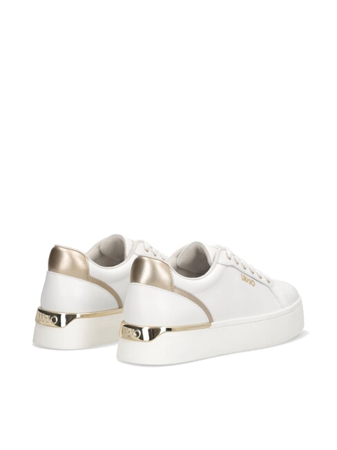 PRETTY 06 Baskets &agrave; plateforme en cuir blanc / or clair - Chaussures Femme