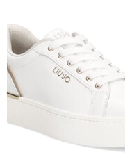 LIUJO PRETTY 06 Baskets &agrave; plateforme en cuir blanc / or clair - Chaussures Femme - 4