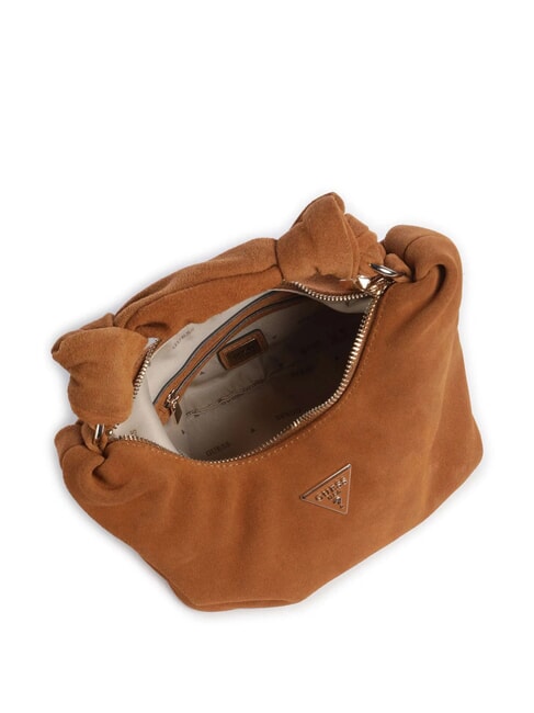 ISOTTA Sac en cuir suédé avec chaîne COGNAC - Sacs pour Femme