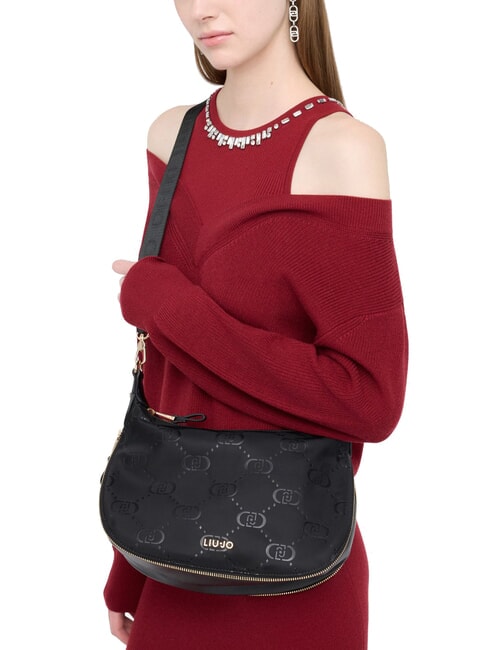 KALISKA Sac hobo moyen en nylon NOIR - Sacs pour Femme