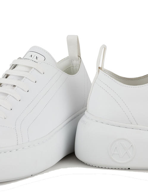 SUPER ACTION Baskets en cuir avec plateforme OP BLANC - Chaussures Femme