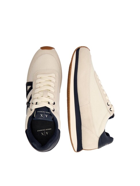 ROYALE SUEDE AIR MESH Baskets en cuir avec logo AX blanc cass&eacute; + bleu marine - Chaussures Homme
