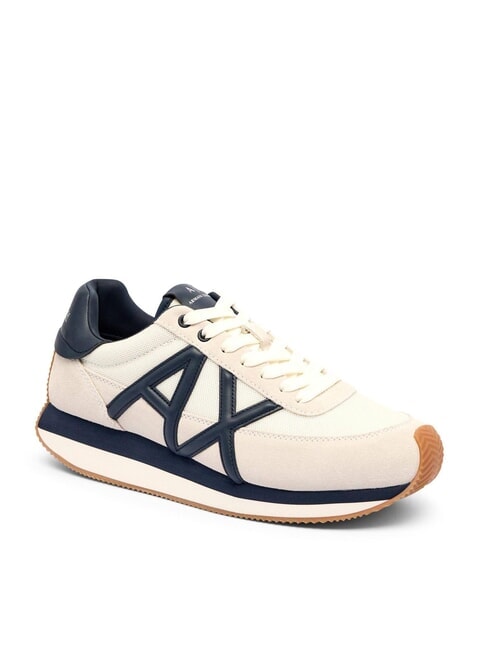 ROYALE SUEDE AIR MESH Baskets en cuir avec logo AX blanc cassé + bleu marine - Chaussures Homme