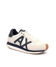 ARMANI EXCHANGE ROYALE SUEDE AIR MESH Baskets en cuir avec logo AX blanc cassé + bleu marine - Chaussures Homme - 2