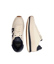 ARMANI EXCHANGE ROYALE SUEDE AIR MESH Baskets en cuir avec logo AX blanc cassé + bleu marine - Chaussures Homme - 3