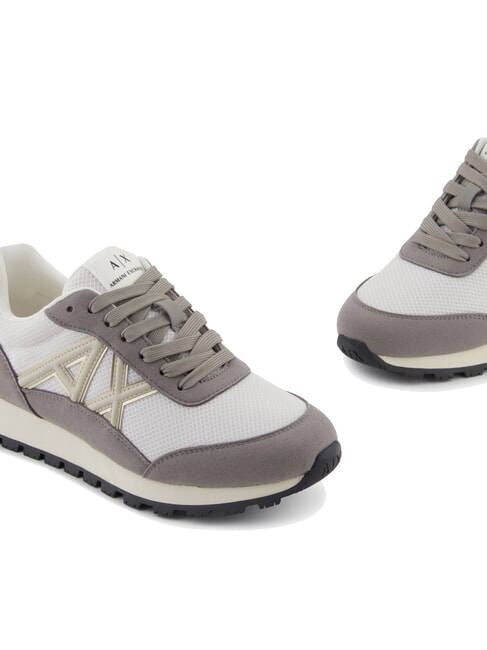 DROP MICROSUEDE Baskets avec logo lat&eacute;ral bar brun + blanc cass&eacute; - Chaussures Femme