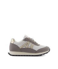 ARMANI EXCHANGE DROP MICROSUEDE Baskets avec logo lat&eacute;ral bar brun + blanc cass&eacute; - Chaussures Femme - 2
