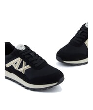 ARMANI EXCHANGE DROP MICROSUEDE Baskets avec logo latéral noir/or pâle - Chaussures Femme - 4