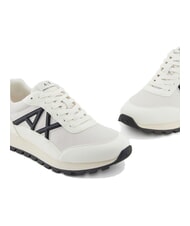 ARMANI EXCHANGE DROP MICROSUEDE Baskets avec logo contrasté blanc cassé + bleu marine foncé + pamplemousse - Chaussures Homme - 4