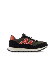 ARMANI EXCHANGE DROP MICROSUEDE Baskets avec logo contrast&eacute; noir+olive nuit+citrouille - Chaussures Homme - 2