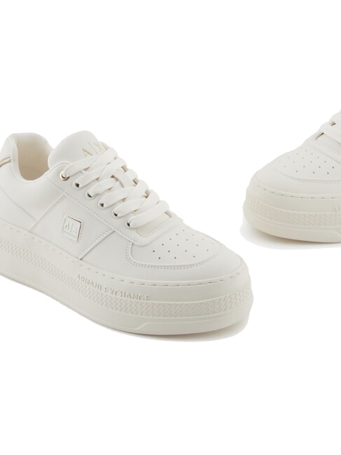 JANE Baskets à plateforme blanc cassé + or pâle - Chaussures Femme