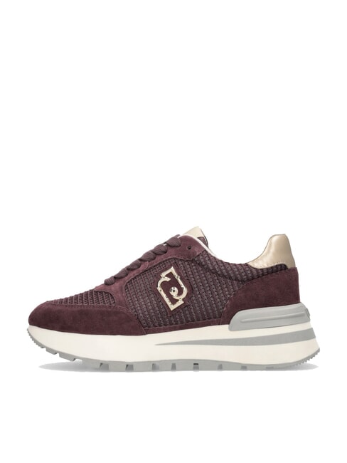AMAZING 25 Baskets en daim et mesh cramoisi/or clair - Chaussures Femme