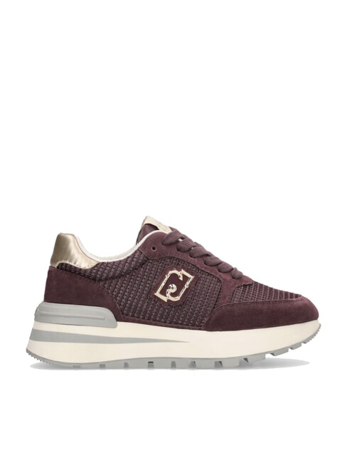 AMAZING 25 Baskets en daim et mesh cramoisi/or clair - Chaussures Femme