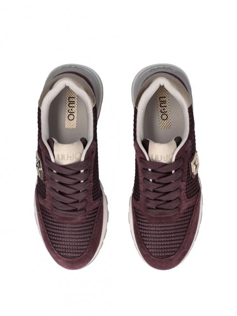AMAZING 25 Baskets en daim et mesh cramoisi/or clair - Chaussures Femme