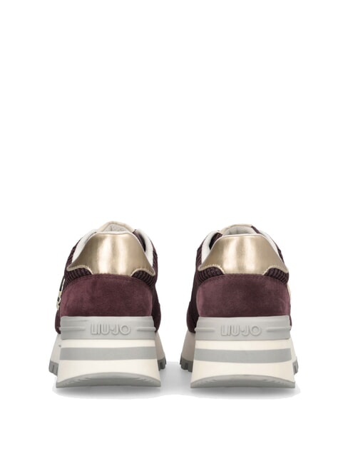 AMAZING 25 Baskets en daim et mesh cramoisi/or clair - Chaussures Femme