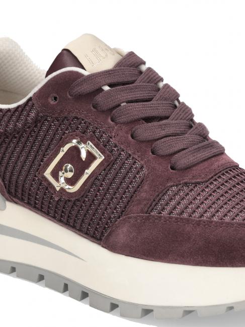 AMAZING 25 Baskets en daim et mesh cramoisi/or clair - Chaussures Femme