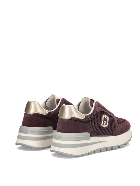 AMAZING 25 Baskets en daim et mesh cramoisi/or clair - Chaussures Femme