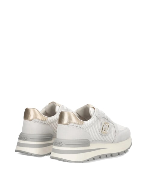 AMAZING 25 Baskets en daim et mesh blanc cass&eacute;/or clair - Chaussures Femme