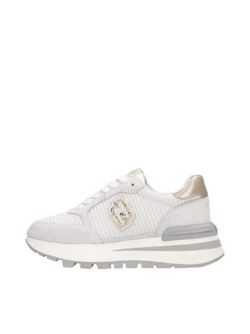 AMAZING 25 Baskets en daim et mesh blanc cass&eacute;/or clair - Chaussures Femme
