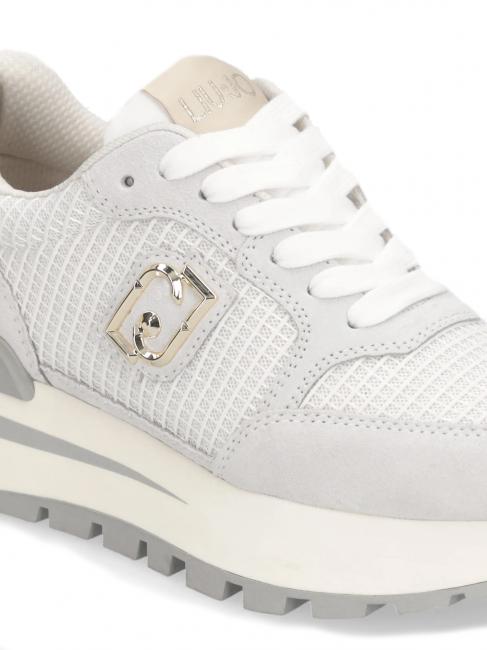AMAZING 25 Baskets en daim et mesh blanc cass&eacute;/or clair - Chaussures Femme