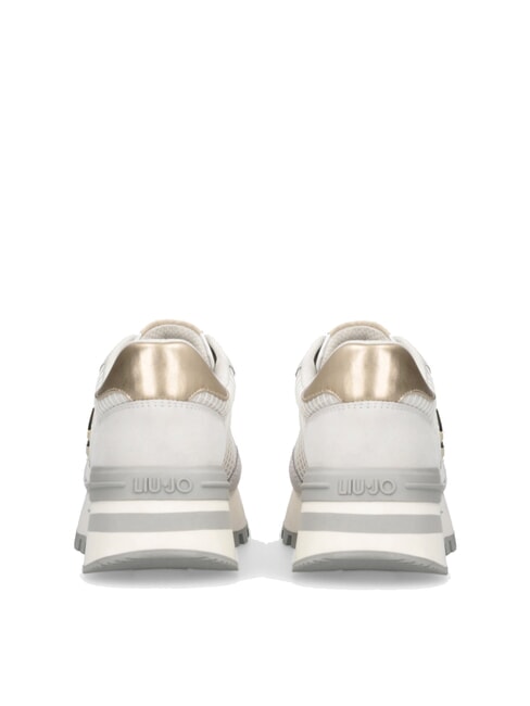 AMAZING 25 Baskets en daim et mesh blanc cass&eacute;/or clair - Chaussures Femme