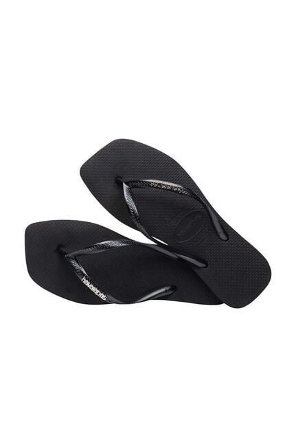 SQUARE LOGO Tongs noir/argent - Chaussures Femme