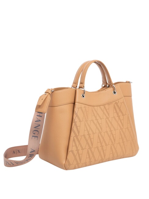 WAVE Grand sac à main perforé rose camel - Sacs pour Femme