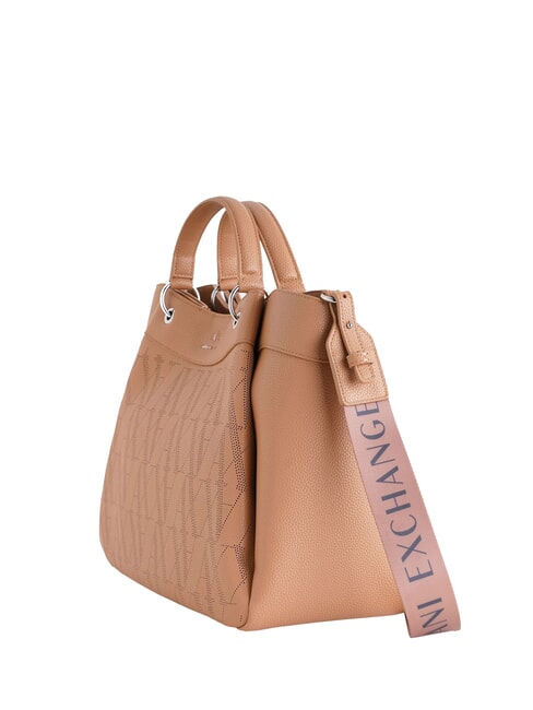 WAVE Grand sac à main perforé rose camel - Sacs pour Femme