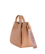 ARMANI EXCHANGE WAVE Grand sac à main perforé rose camel - Sacs pour Femme - 3