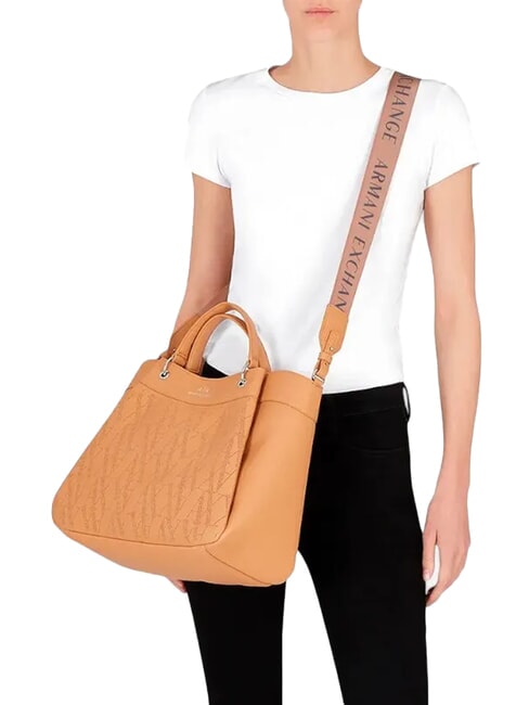 WAVE Grand sac à main perforé rose camel - Sacs pour Femme