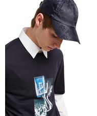 ARMANI EXCHANGE BASEBALL HAT Chapeau en tissu satiné bleu marine profond - Bonnets - 3