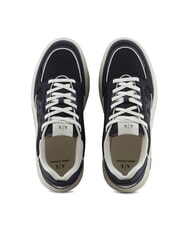 ARMANI EXCHANGE A|X Baskets avec empiècements en mesh et logo bleu marine profond + blanc cassé - Chaussures Homme - 3