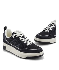 ARMANI EXCHANGE A|X Baskets avec empiècements en mesh et logo bleu marine profond + blanc cassé - Chaussures Homme - 4