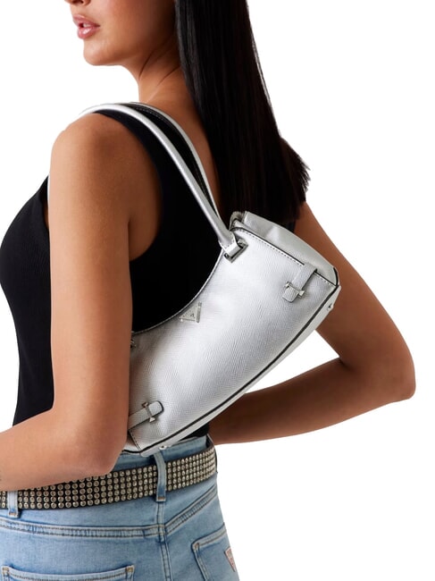 ROSALBA Sac bandoulière imprimé Saffiano ARGENT - Sacs pour Femme