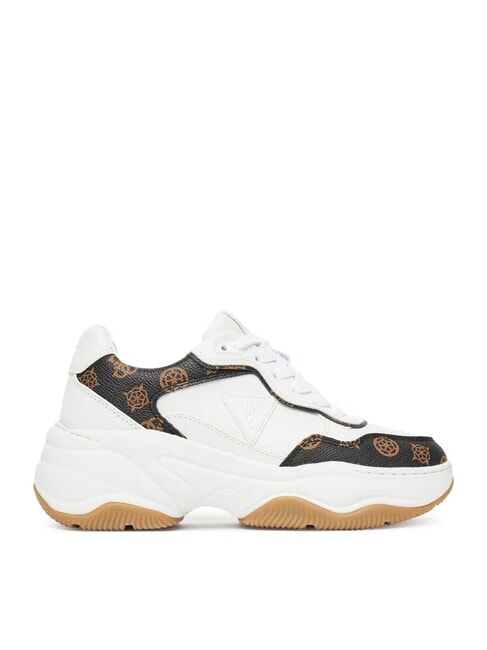 HAPYY3 Baskets avec empiècements logo pivoine Blanc / marron - Chaussures Femme