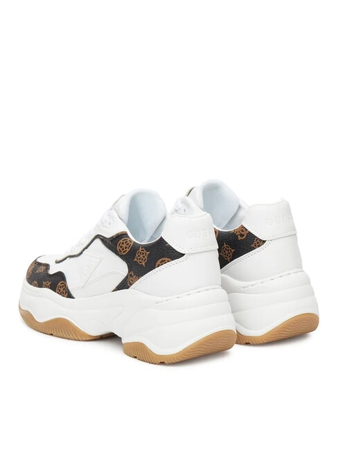 HAPYY3 Baskets avec empiècements logo pivoine Blanc / marron - Chaussures Femme