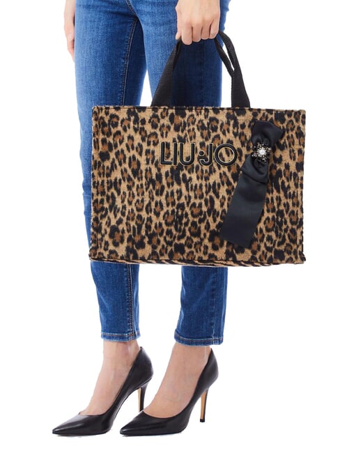 ANIMALIER Sac fourre-tout &agrave; bandouli&egrave;re animalier brun - Sacs pour Femme