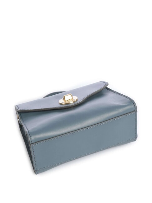 IRENE  Mini sac bandoulière en cuir céruléen avec abb doré - Sacs pour Femme