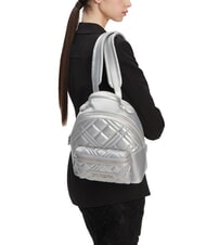 LOVE MOSCHINO QUILTED Sac à dos matelassé argent - Sacs pour Femme - 6