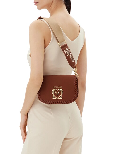 BRAIDED Sac à bandoulière avec rabat chameau - Sacs pour Femme