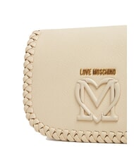 LOVE MOSCHINO BRAIDED Sac à bandoulière avec rabat Ivoire - Sacs pour Femme - 4