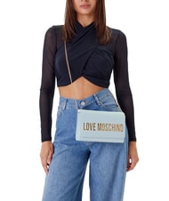 LOVE MOSCHINO BOLD LOGO Sac à rabat et bandoulière chaîne bleu clair - Sacs pour Femme - 5
