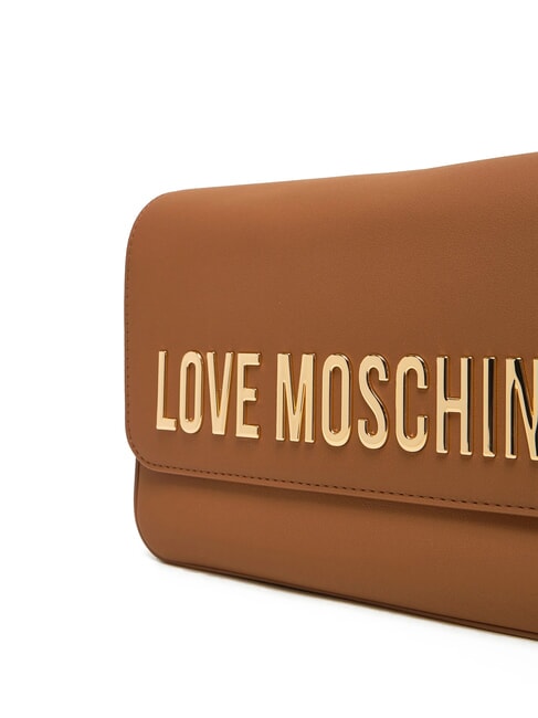 LAMINATED BOLD LOVE Sac à bandoulière avec rabat chameau - Sacs pour Femme