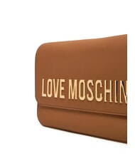 LOVE MOSCHINO LAMINATED BOLD LOVE Sac à bandoulière avec rabat chameau - Sacs pour Femme - 4