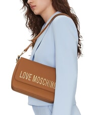 LOVE MOSCHINO LAMINATED BOLD LOVE Sac à bandoulière avec rabat chameau - Sacs pour Femme - 6